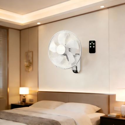 ZEVENTI - Nástenný ventilátor FANNY 45 W/230 V pr. 41 cm biely + diaľkové ovládanie