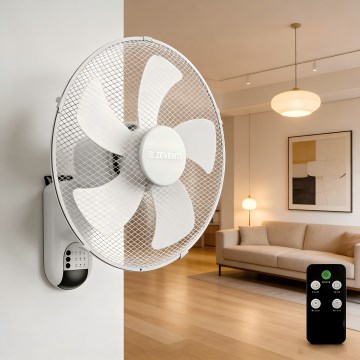 ZEVENTI - Nástenný ventilátor FANNY 45W/230V priemer 41 cm biely + diaľkové ovládanie