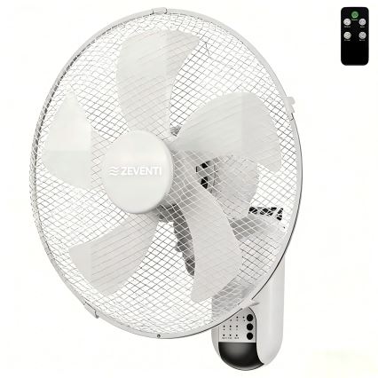 ZEVENTI - Nástenný ventilátor FANNY 45W/230V priemer 41 cm biely + diaľkové ovládanie