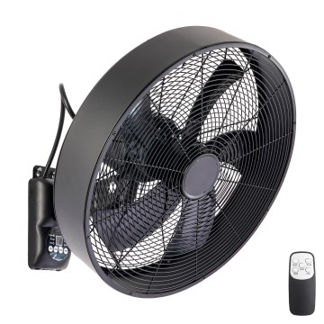 ZEVENTI - Nástenný ventilátor FANNY 50 W/230 V, priemer 45 cm, čierny + diaľkové ovládanie