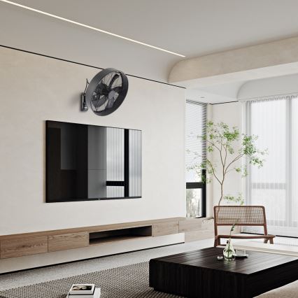 ZEVENTI - Nástenný ventilátor FANNY 50W/230V čierny + diaľkové ovládanie