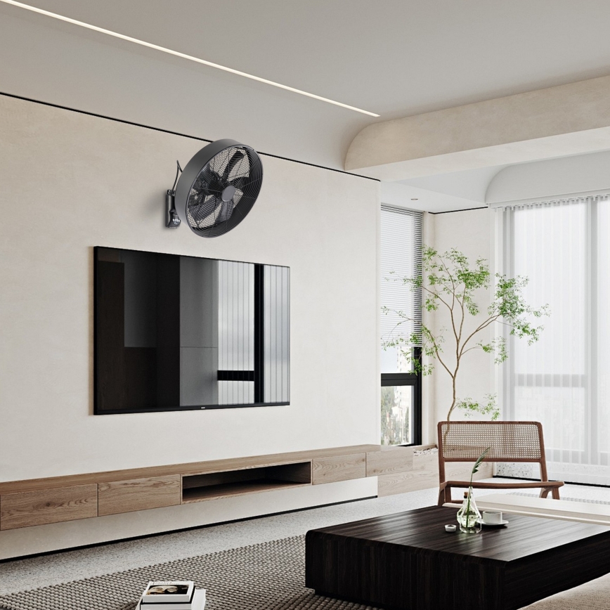 ZEVENTI - Nástenný ventilátor FANNY 50W/230V čierny + diaľkové ovládanie