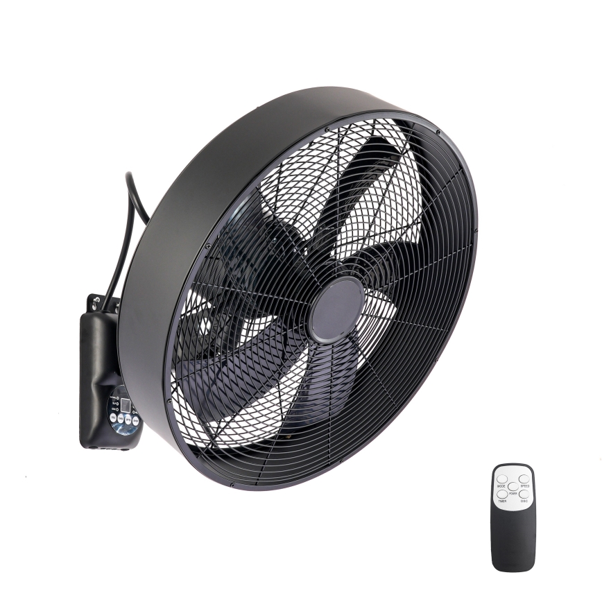 ZEVENTI - Nástenný ventilátor FANNY 50W/230V čierny + diaľkové ovládanie