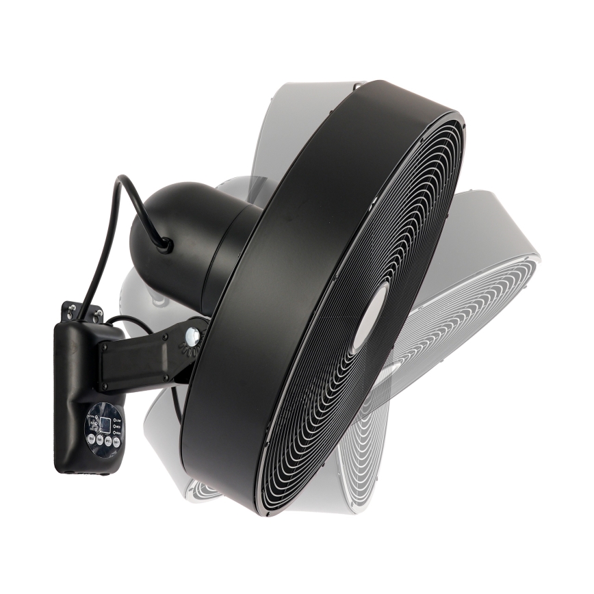 ZEVENTI - Nástenný ventilátor FANNY 50W/230V čierny + diaľkové ovládanie