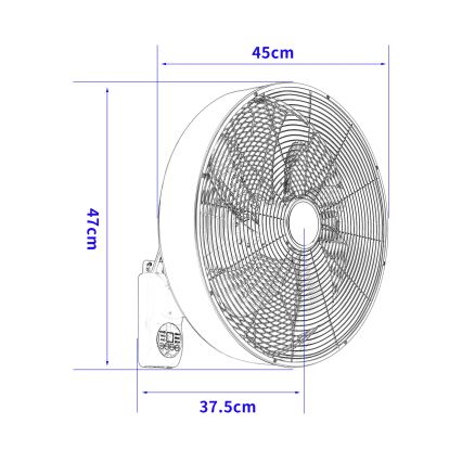 ZEVENTI - Nástenný ventilátor FANNY 50W/230V čierny + diaľkové ovládanie