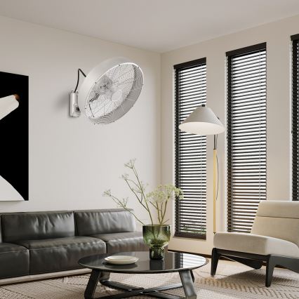 ZEVENTI - Nástenný ventilátor FANNY 50W/230V matný chróm + diaľkové ovládanie