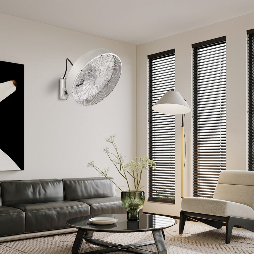ZEVENTI - Nástenný ventilátor FANNY 50W/230V matný chróm + diaľkové ovládanie