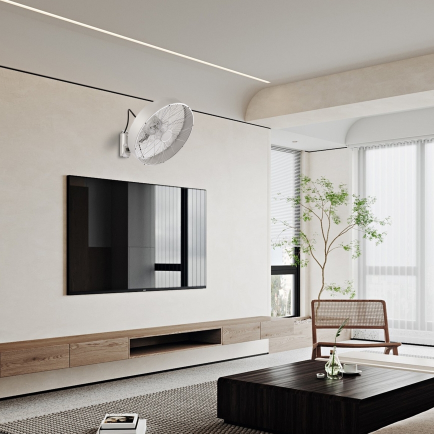 ZEVENTI - Nástenný ventilátor FANNY 50W/230V matný chróm + diaľkové ovládanie