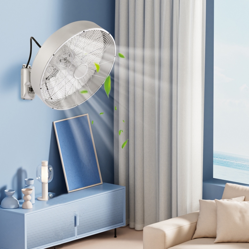 ZEVENTI - Nástenný ventilátor FANNY 50W/230V matný chróm + diaľkové ovládanie