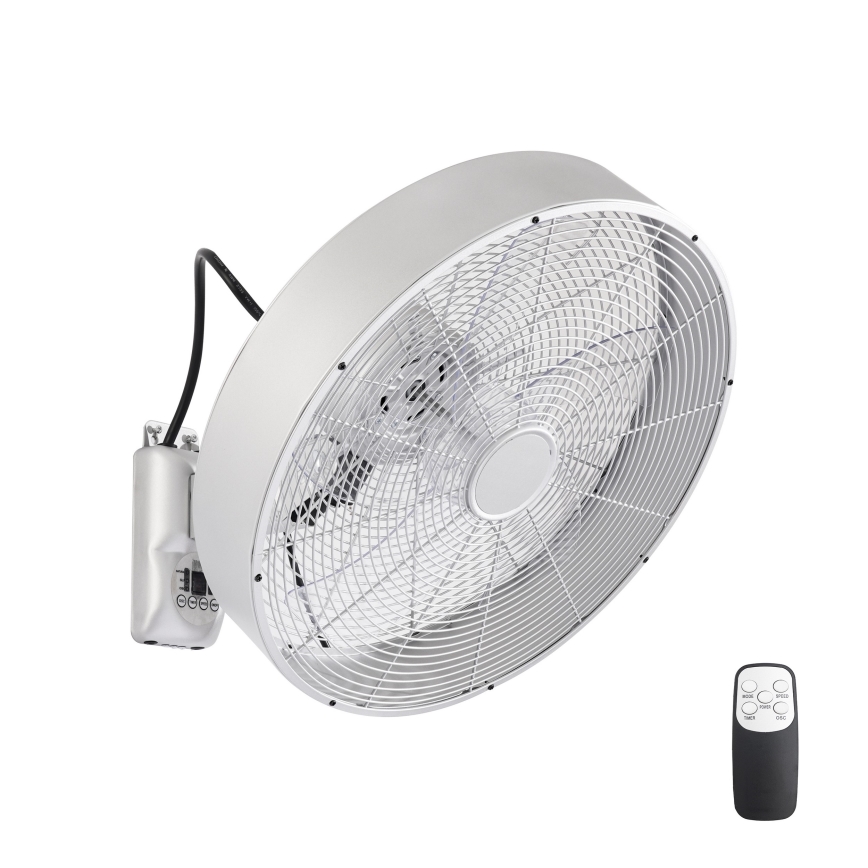 ZEVENTI - Nástenný ventilátor FANNY 50W/230V matný chróm + diaľkové ovládanie