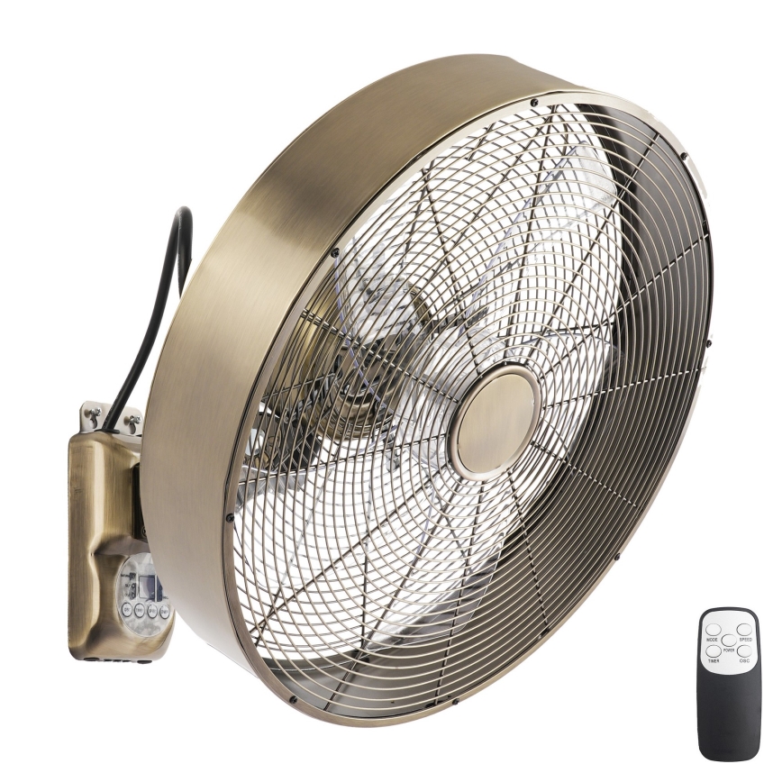 ZEVENTI - Nástenný ventilátor FANNY 50W/230V pr. 45 cm bronzový + diaľkové ovládanie