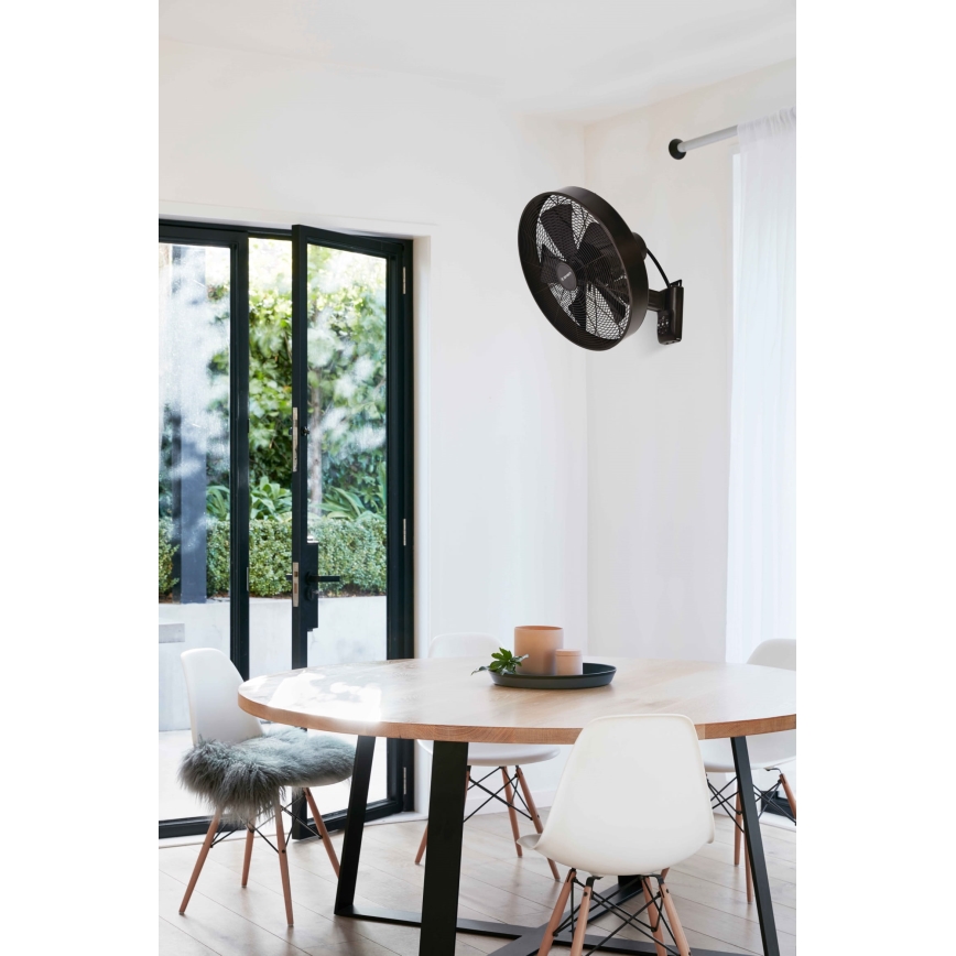 ZEVENTI - Nástenný ventilátor FREEZE 50W/230V pr. 40 cm čierna/hnedá + diaľkové ovládanie