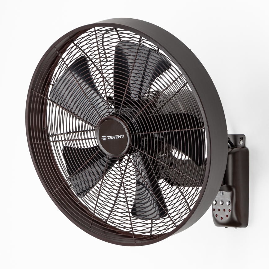 ZEVENTI - Nástenný ventilátor FREEZE 50W/230V pr. 40 cm čierna/hnedá + diaľkové ovládanie