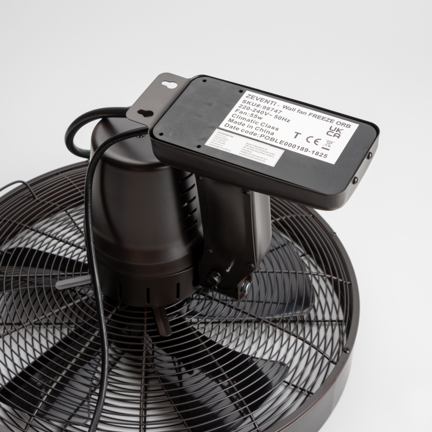 ZEVENTI - Nástenný ventilátor FREEZE 50W/230V pr. 40 cm čierna/hnedá + diaľkové ovládanie