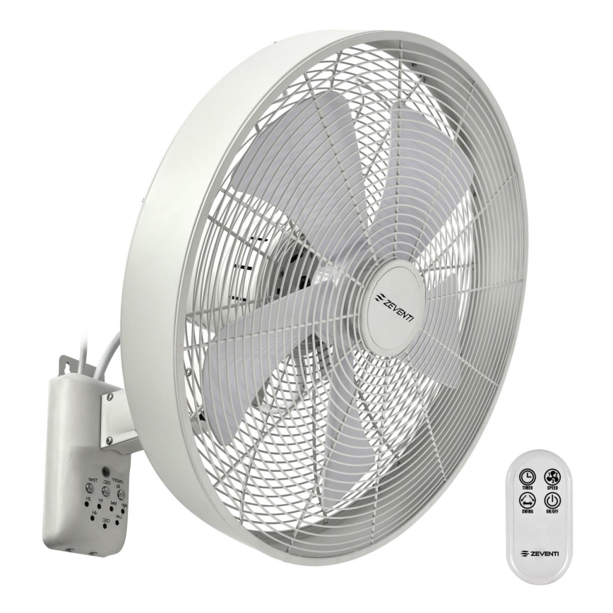 ZEVENTI - Nástenný ventilátor FREEZE 50W/230V pr. 40 cm biela + diaľkové ovládanie