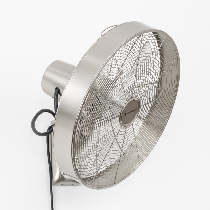 ZEVENTI - Nástenný ventilátor FREEZE 50W/230V pr. 40 cm matný chróm + diaľkové ovládanie