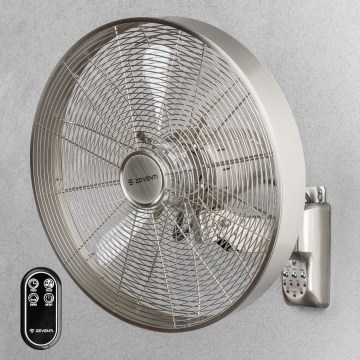 ZEVENTI - Nástenný ventilátor FREEZE 50W/230V priemer 45 cm matný chróm + diaľkové ovládanie
