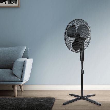 ZEVENTI - Stojanový ventilátor 40 W/230 V, priemer 40 cm, čierny
