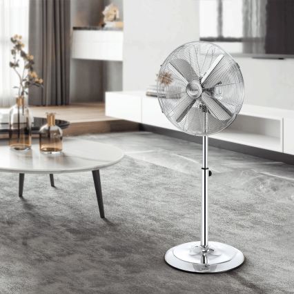 ZEVENTI - Stojanový ventilátor FLOW 50 W/230 V, priemer 45 cm, lesklý chróm