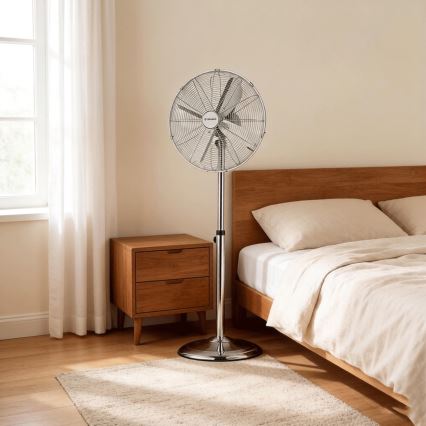 ZEVENTI - Stojanový ventilátor FLOW 50 W/230 V, priemer 45 cm, lesklý chróm