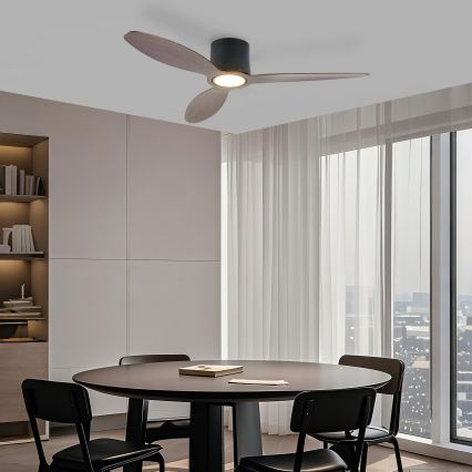ZEVENTI - LED stmievateľný stropný ventilátor VENTORA LED/24W/230V 3000/4000/6000K Wi-Fi Tuya čierna/orech + diaľkové ovládanie