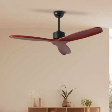 ZEVENTI - Stropný ventilátor CUENCA Wi-Fi Tuya čierna/dub + diaľkové ovládanie