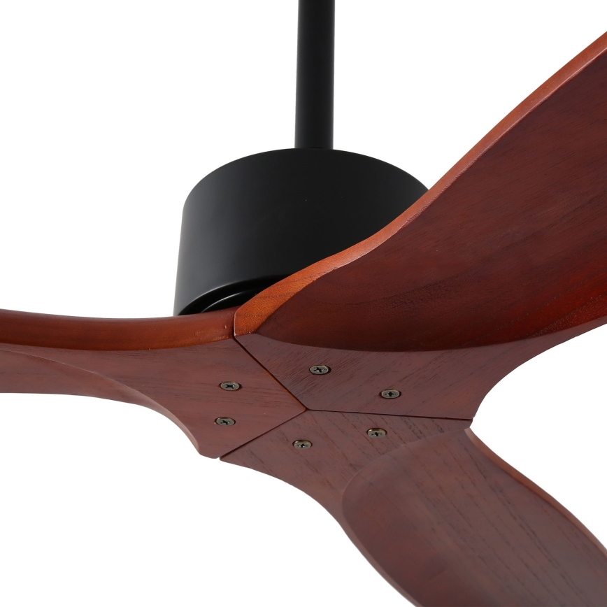 ZEVENTI - Stropný ventilátor CUENCA Wi-Fi Tuya čierna/dub + diaľkové ovládanie