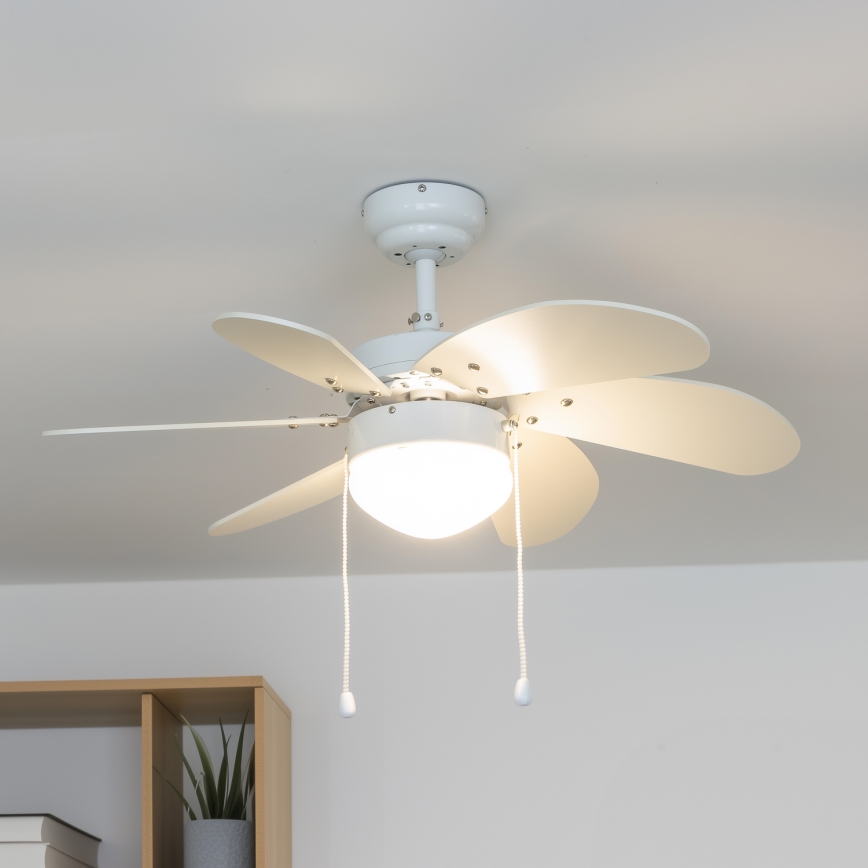 ZEVENTI - Stropný ventilátor FAMARA 1xE14/60W/230V biela