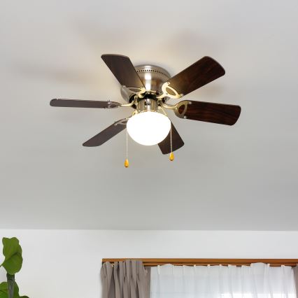 ZEVENTI - Stropný ventilátor GALDANA 1xE27/60W/230V hnedá/béžová