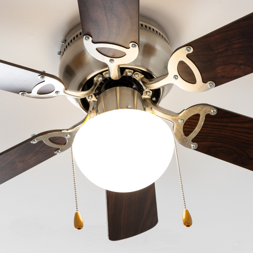 ZEVENTI - Stropný ventilátor GALDANA 1xE27/60W/230V hnedá/béžová