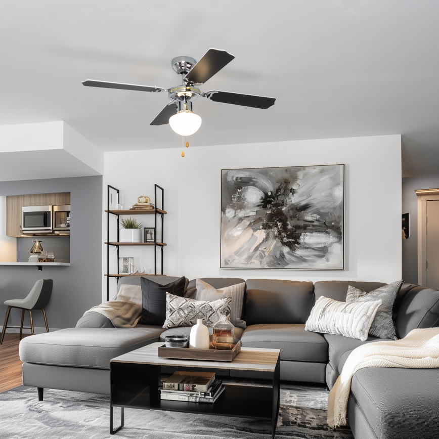 ZEVENTI - Stropný ventilátor NAVAGIO 1xE27/60W/230V čierna/biela