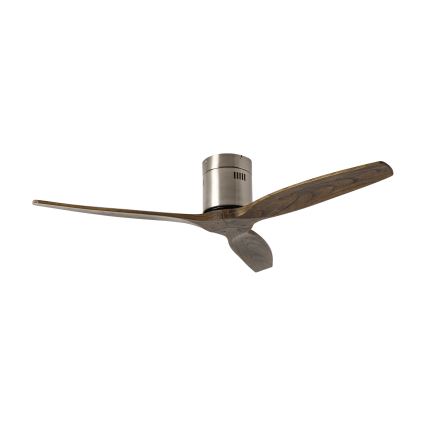 ZEVENTI - Stropný ventilátor SPELLO Wi-Fi Tuya matný chróm/dub + diaľkové ovládanie