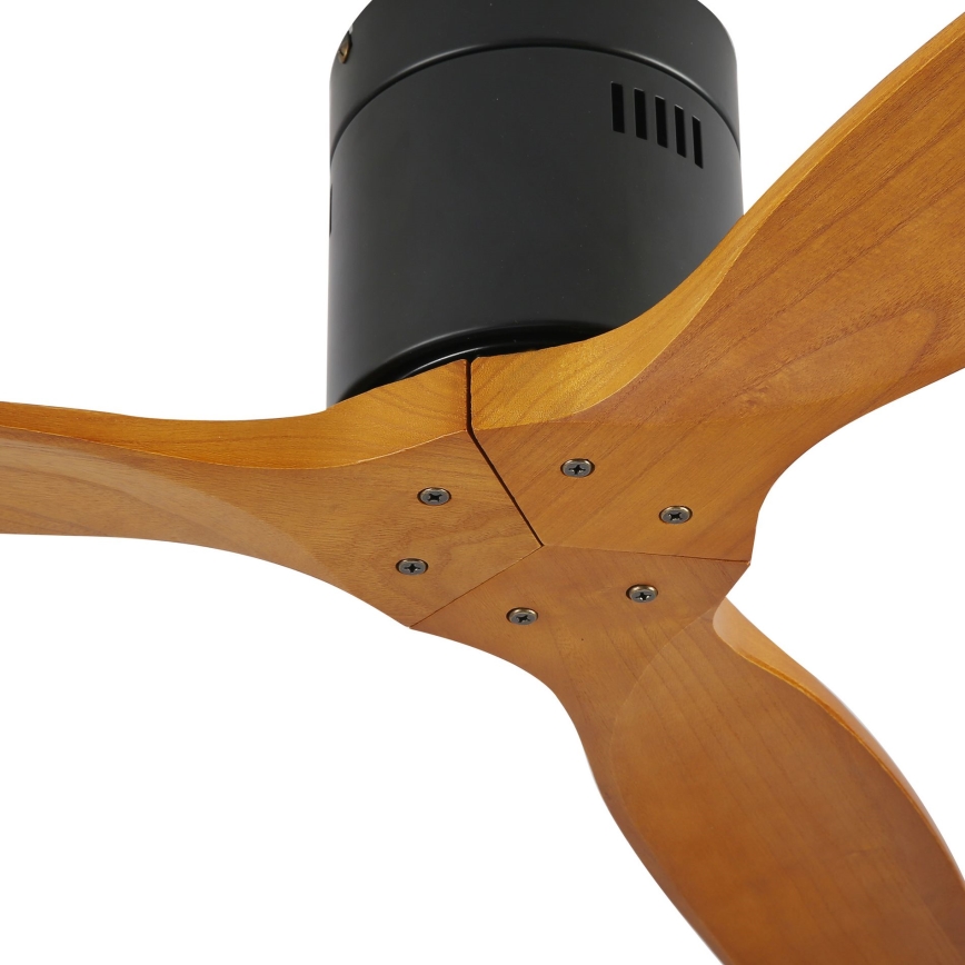 ZEVENTI - Stropný ventilátor SPELLO Wi-Fi Tuya čierna/dub + diaľkové ovládanie