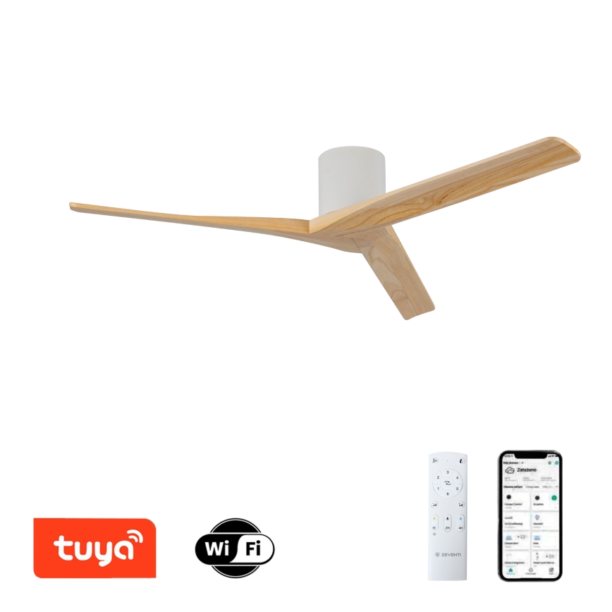 ZEVENTI - Stropný ventilátor VELLON Wi-Fi Tuya biela/pavlovnia + diaľkové ovládanie