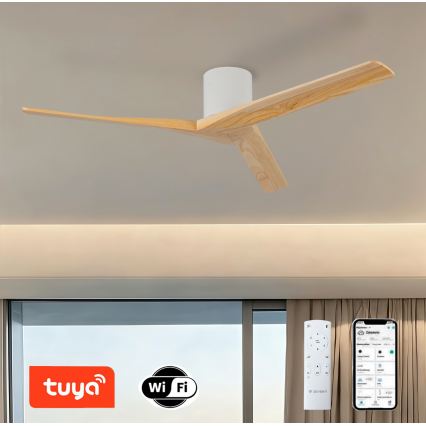 ZEVENTI - Stropný ventilátor VELLON Wi-Fi Tuya biela/pavlovnia + diaľkové ovládanie