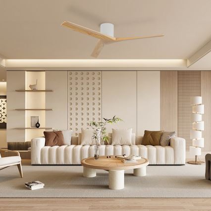 ZEVENTI - Stropný ventilátor VELLON Wi-Fi Tuya biela/pavlovnia + diaľkové ovládanie