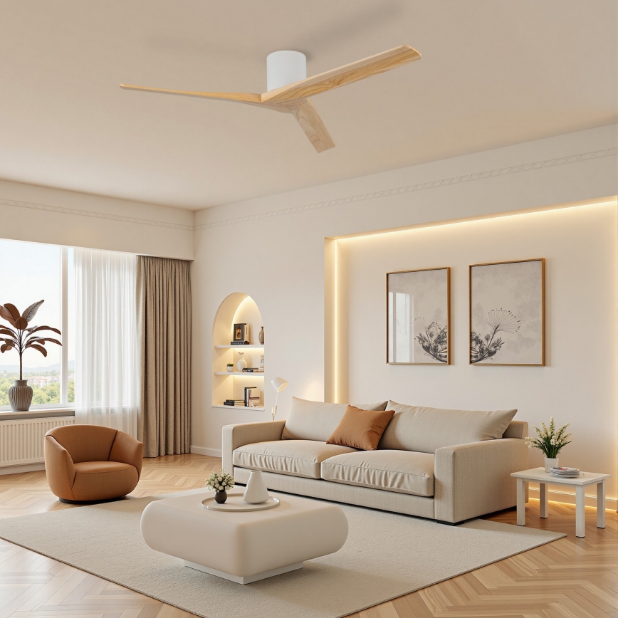 ZEVENTI - Stropný ventilátor VELLON Wi-Fi Tuya biela/pavlovnia + diaľkové ovládanie
