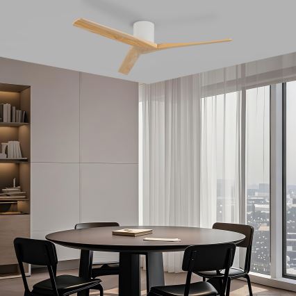 ZEVENTI - Stropný ventilátor VELLON Wi-Fi Tuya biela/paulownia + diaľkové ovládanie