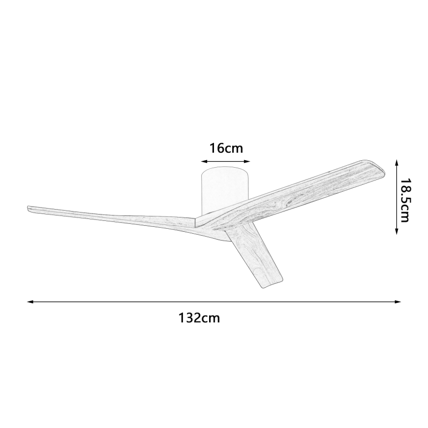 ZEVENTI - Stropný ventilátor VELLON Wi-Fi Tuya biela/paulownia + diaľkové ovládanie