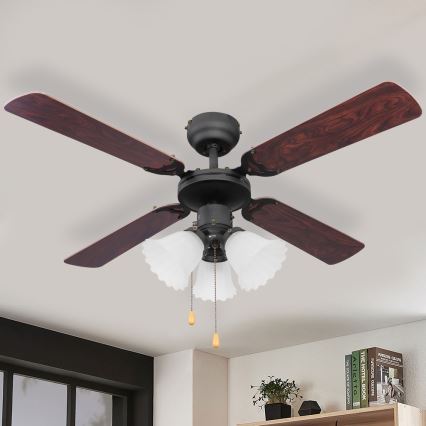ZEVENTI - Stropný ventilátor ZURRIOLA 3xE27/60W/230V hnedá