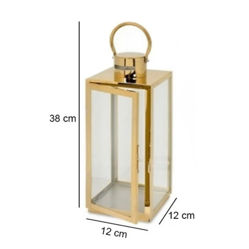 Zlatá dekoratívna lucerna 38 cm