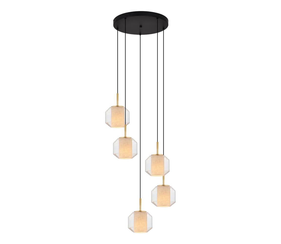 Zuma Line 003064-034743-Luster na lanku SOLIX 5xE27/25W/230V pr.73 cm zlatá/čierna 003064-034743