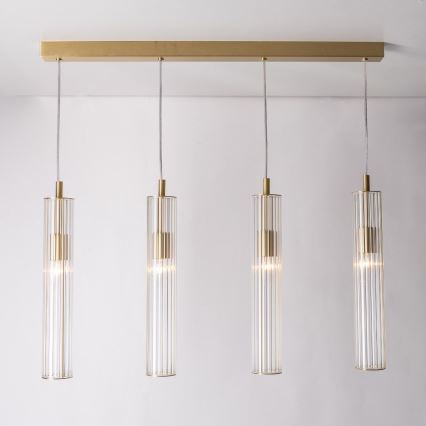 Zuma Line - Závesný luster na lanku 4xE14/7W/230V zlatý