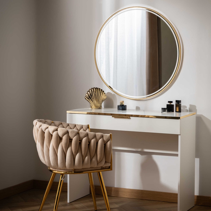 Zuma Line - LED kúpeľňové nástenné zrkadlo s podsvietením LED/36W/230V 3000/4000/6000K priemer 80 cm IP44 zlaté