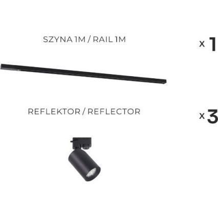 Zuma Line - Bodové svítidlo v lištovom systéme 3xGU10/35W/230V čierna