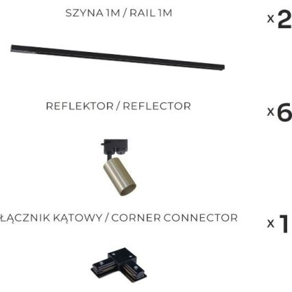 Zuma Line - Вбудоване світло в системі 6xGU10/35W/230V чорне/золотe