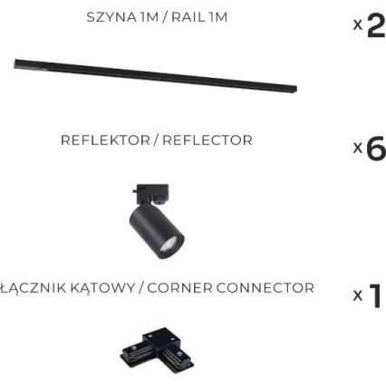 Zuma Line - bodové svietidlo do lištového systému 6xGU10/35W/230V čierne