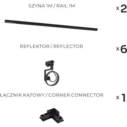 Zuma Line - Bodové svietidlo do lištového systému 6xGU10/15W/230V čierne