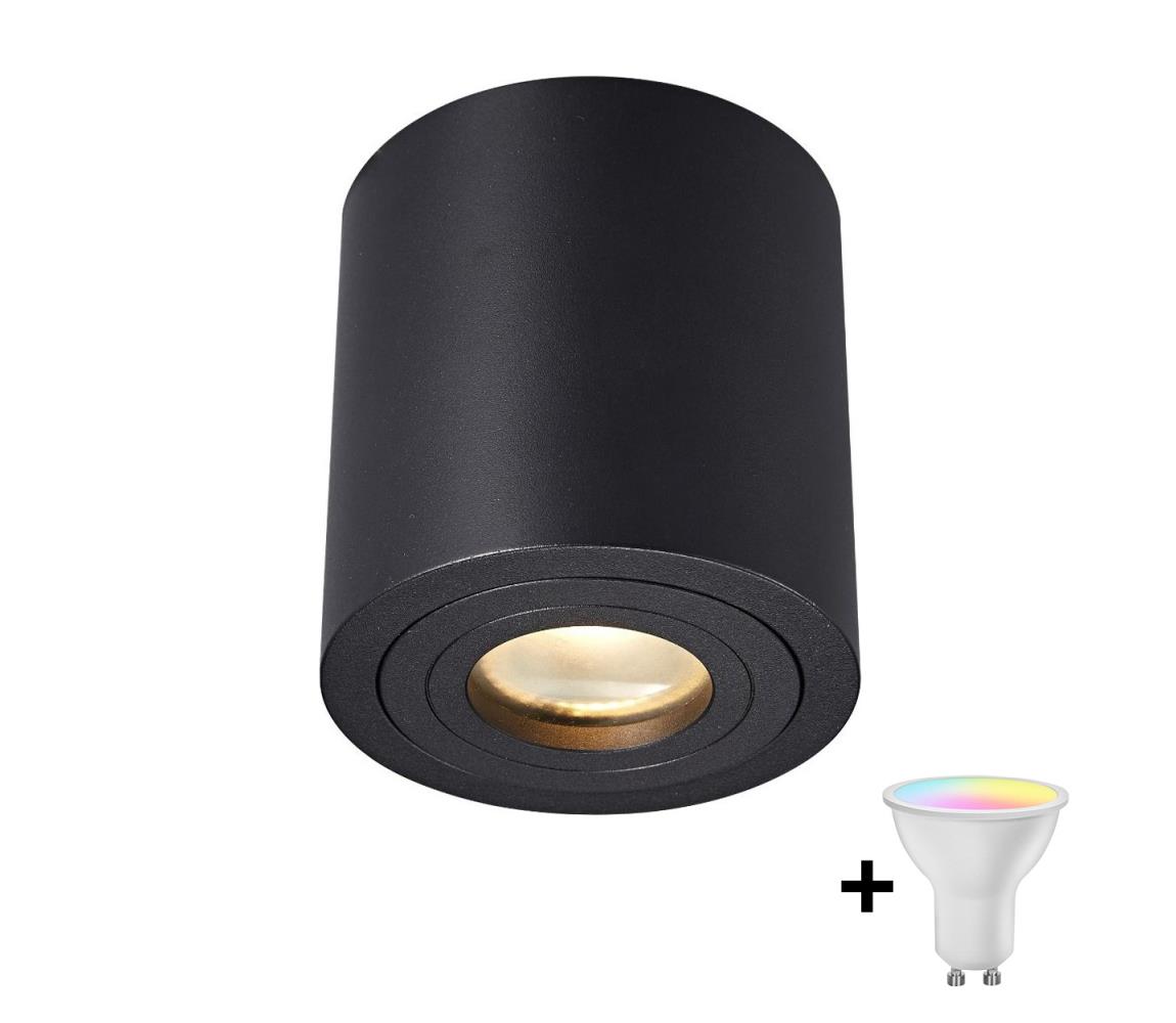 Zuma Line ACGU10-159-N - LED RGBW stmievateľné bodové svietidlo 1xGU10/4,8W/230V IP44 čierne + diaľkové ovládanie ZL0282+AI2382