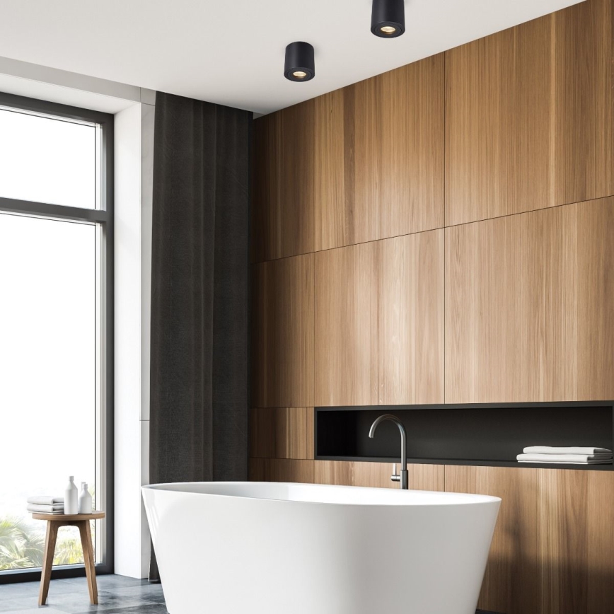 Zuma Line - LED RGBW Stmievateľné kúpeľňové bodové svietidlo 1xGU10/6W/230V IP44 čierne + diaľkové ovládanie